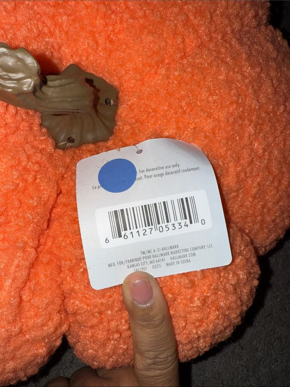 Hallmark Bright Orange Plush Pumpkin Pair